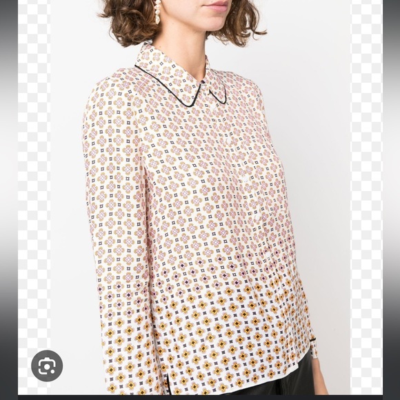 Maje 122CIMEA Contrast-Trim Viscose Shirt NWT - Picture 2 of 6